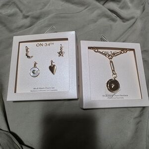 On 34th- Mix And Match Gold Charm Necklace Set